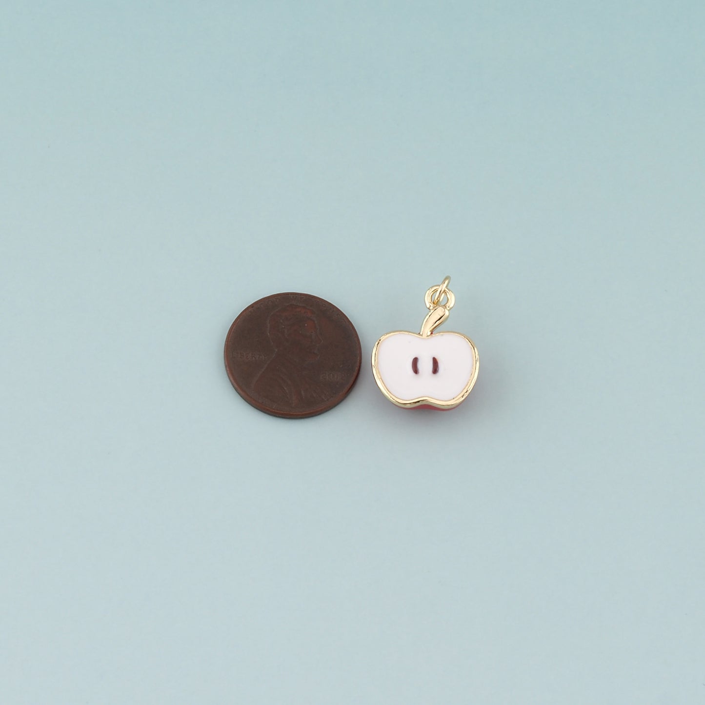 Gold Apple Charms,18K Gold Filled Apple Pendant,Enamel Fruit Charm Bracelet Necklace for DIY Jewelry Making Supply