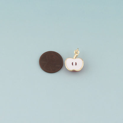 Gold Apple Charms,18K Gold Filled Apple Pendant,Enamel Fruit Charm Bracelet Necklace for DIY Jewelry Making Supply