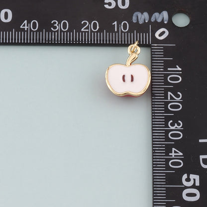 Gold Apple Charms,18K Gold Filled Apple Pendant,Enamel Fruit Charm Bracelet Necklace for DIY Jewelry Making Supply