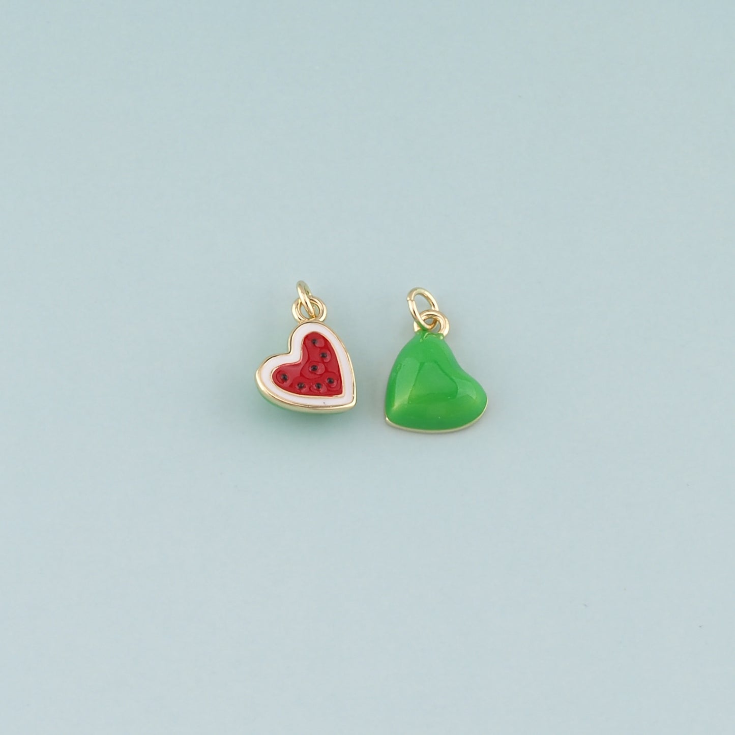 Gold Watermelon Charms,18K Gold Filled Heart Watermelon Pendant,Enamel Fruit Charm Bracelet Necklace for DIY Jewelry Making Supply