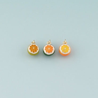 Gold Orange Charms,18K Gold Filled Orange Pendant,Enamel Fruit Charm Bracelet Necklace for DIY Jewelry Making Supply