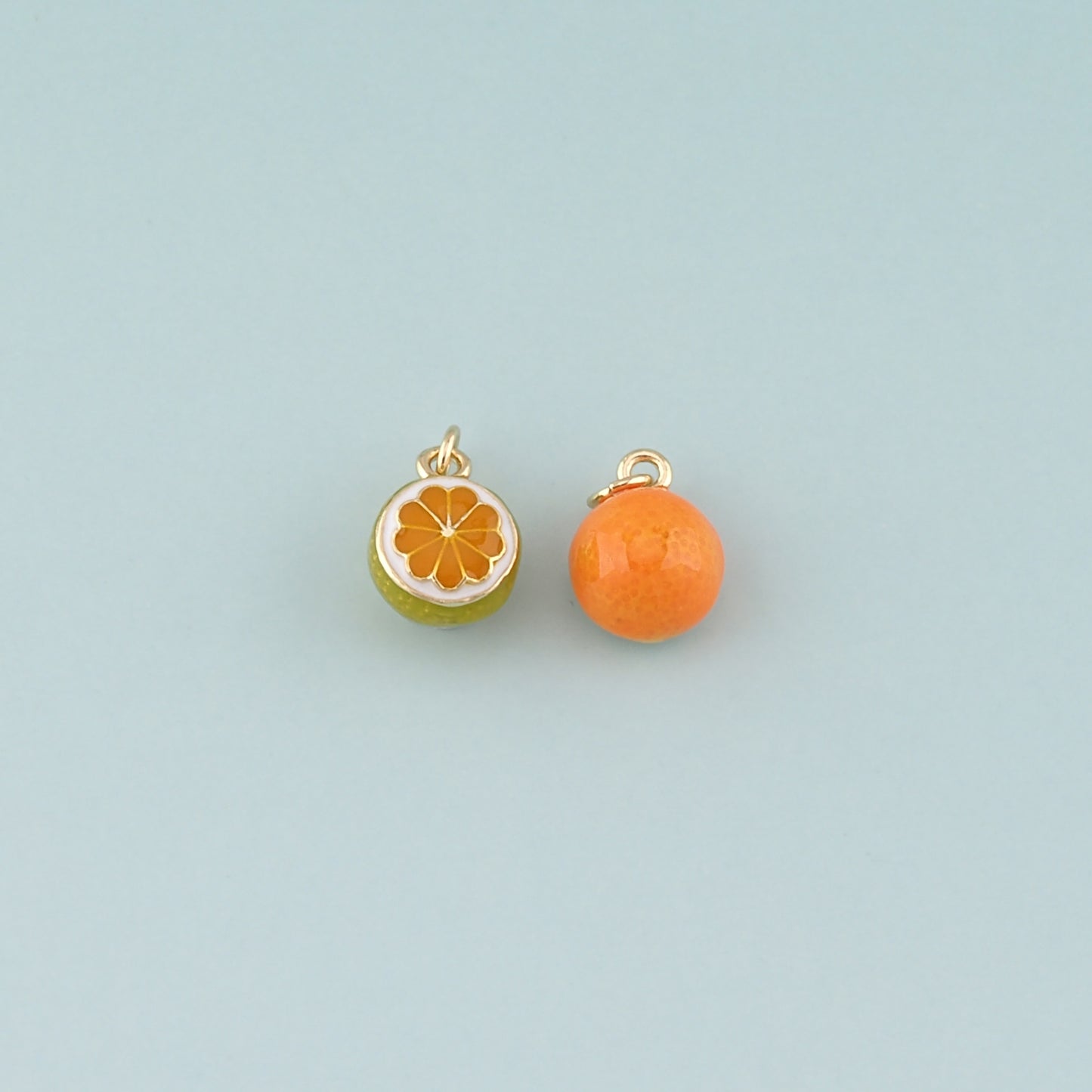 Gold Orange Charms,18K Gold Filled Orange Pendant,Enamel Fruit Charm Bracelet Necklace for DIY Jewelry Making Supply