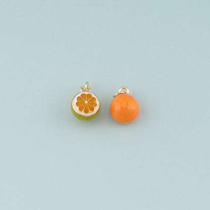 Gold Orange Charms,18K Gold Filled Orange Pendant,Enamel Fruit Charm Bracelet Necklace for DIY Jewelry Making Supply