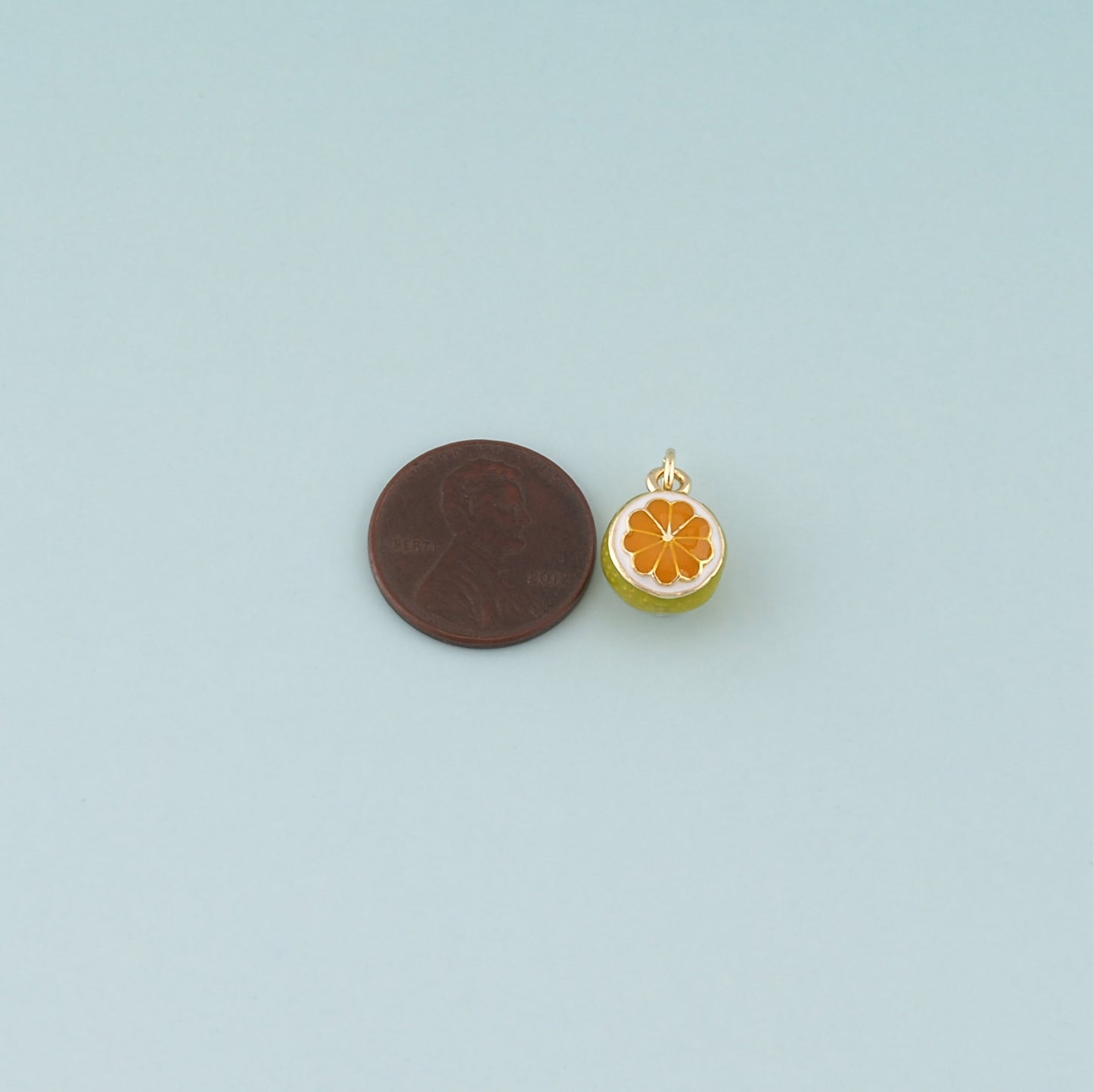 Gold Orange Charms,18K Gold Filled Orange Pendant,Enamel Fruit Charm Bracelet Necklace for DIY Jewelry Making Supply