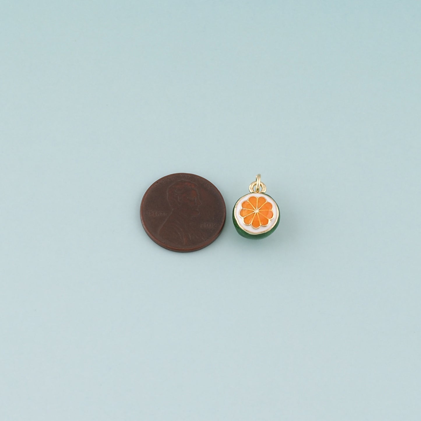 Gold Orange Charms,18K Gold Filled Orange Pendant,Enamel Fruit Charm Bracelet Necklace for DIY Jewelry Making Supply