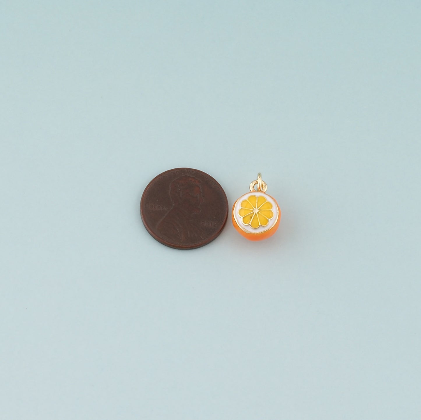 Gold Orange Charms,18K Gold Filled Orange Pendant,Enamel Fruit Charm Bracelet Necklace for DIY Jewelry Making Supply