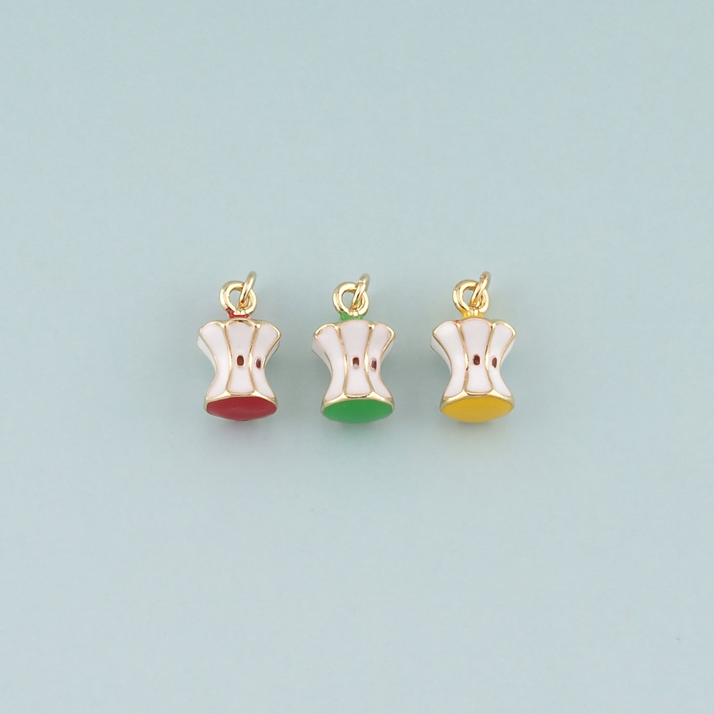 Gold Apple Charms,18K Gold Filled Apple Pendant,Enamel Fruit Charm Bracelet Necklace for DIY Jewelry Making Supply