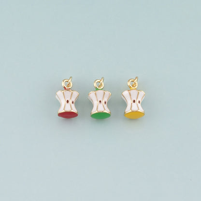 Gold Apple Charms,18K Gold Filled Apple Pendant,Enamel Fruit Charm Bracelet Necklace for DIY Jewelry Making Supply
