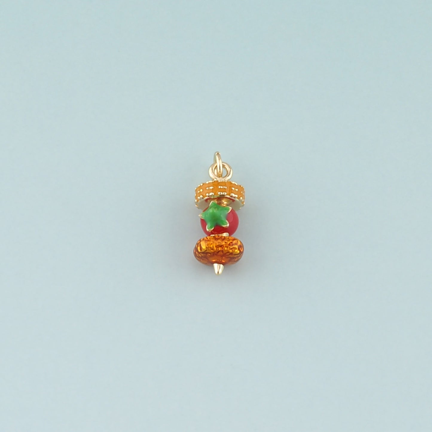 Gold Barbecue Skewer Charms,18K Gold Filled Barbecue Pendant,Enamel Barbecue Charm Bracelet Necklace for DIY Jewelry Making Supply