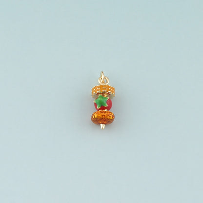 Gold Barbecue Skewer Charms,18K Gold Filled Barbecue Pendant,Enamel Barbecue Charm Bracelet Necklace for DIY Jewelry Making Supply