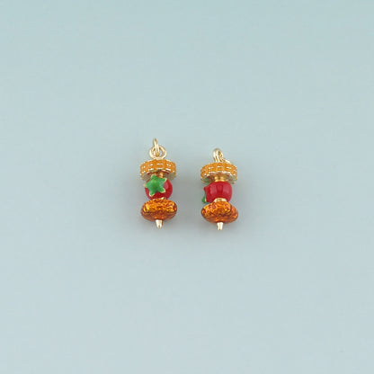 Gold Barbecue Skewer Charms,18K Gold Filled Barbecue Pendant,Enamel Barbecue Charm Bracelet Necklace for DIY Jewelry Making Supply