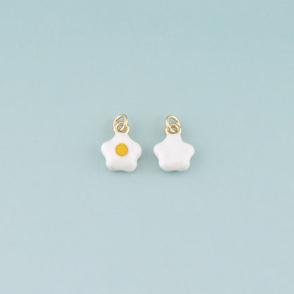Gold Flower Charms,18K Gold Filled Flower Pendant,Enamel Flower Charm Bracelet Necklace for DIY Jewelry Making Supply