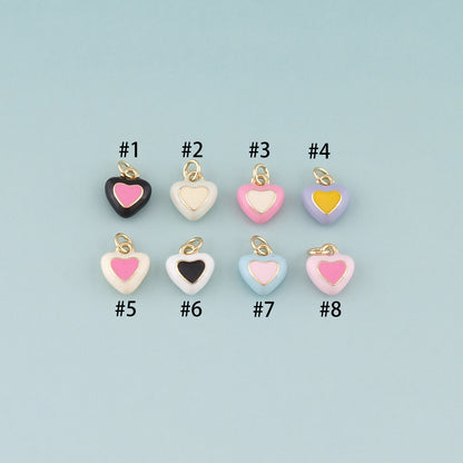 Gold Heart Charms,18K Gold Filled Heart Pendant,Enamel Heart Charm Bracelet Necklace for DIY Jewelry Making Supply