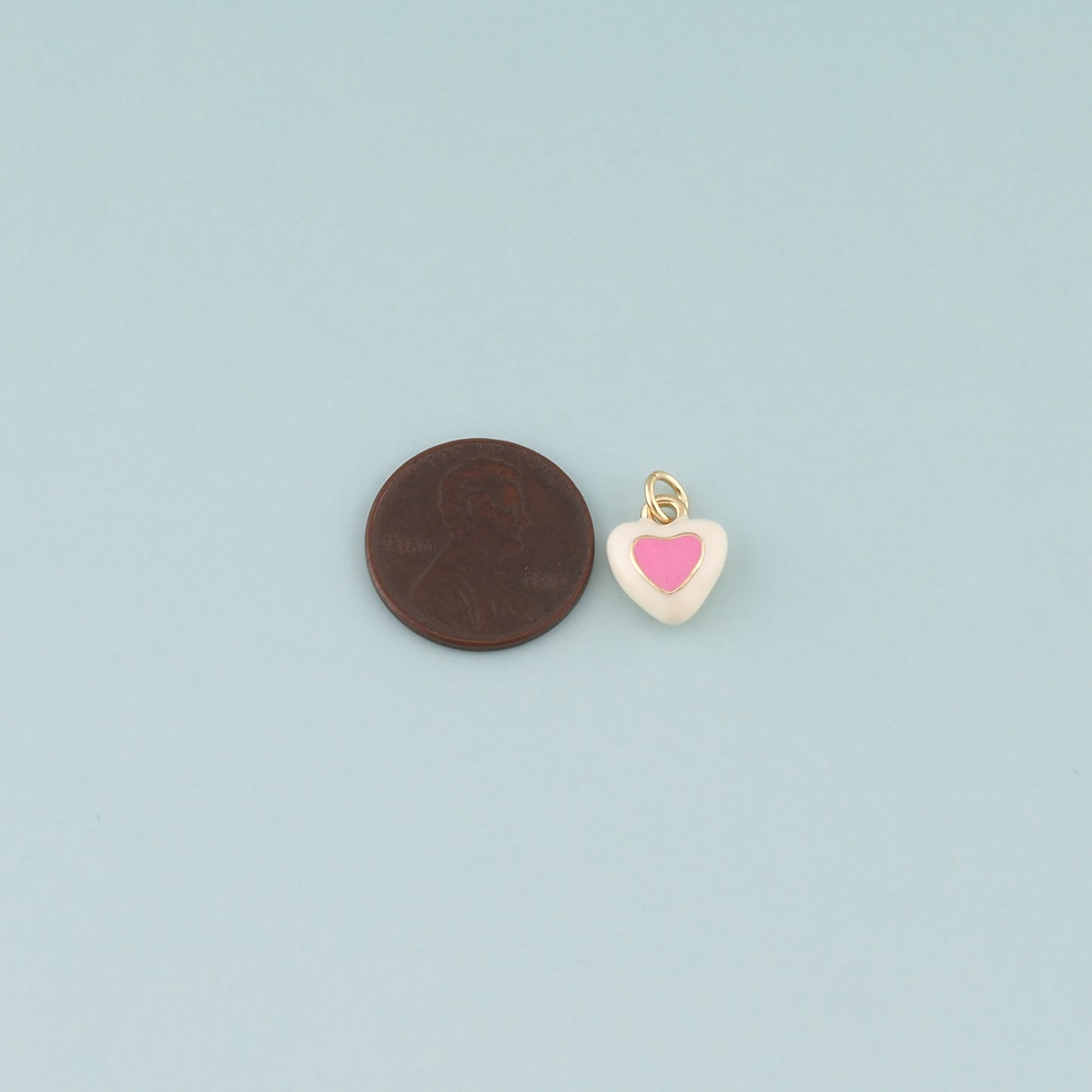 Gold Heart Charms,18K Gold Filled Heart Pendant,Enamel Heart Charm Bracelet Necklace for DIY Jewelry Making Supply
