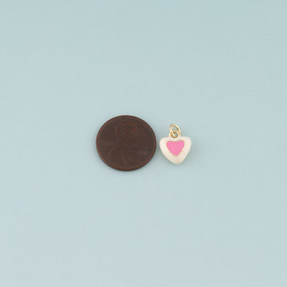 Gold Heart Charms,18K Gold Filled Heart Pendant,Enamel Heart Charm Bracelet Necklace for DIY Jewelry Making Supply