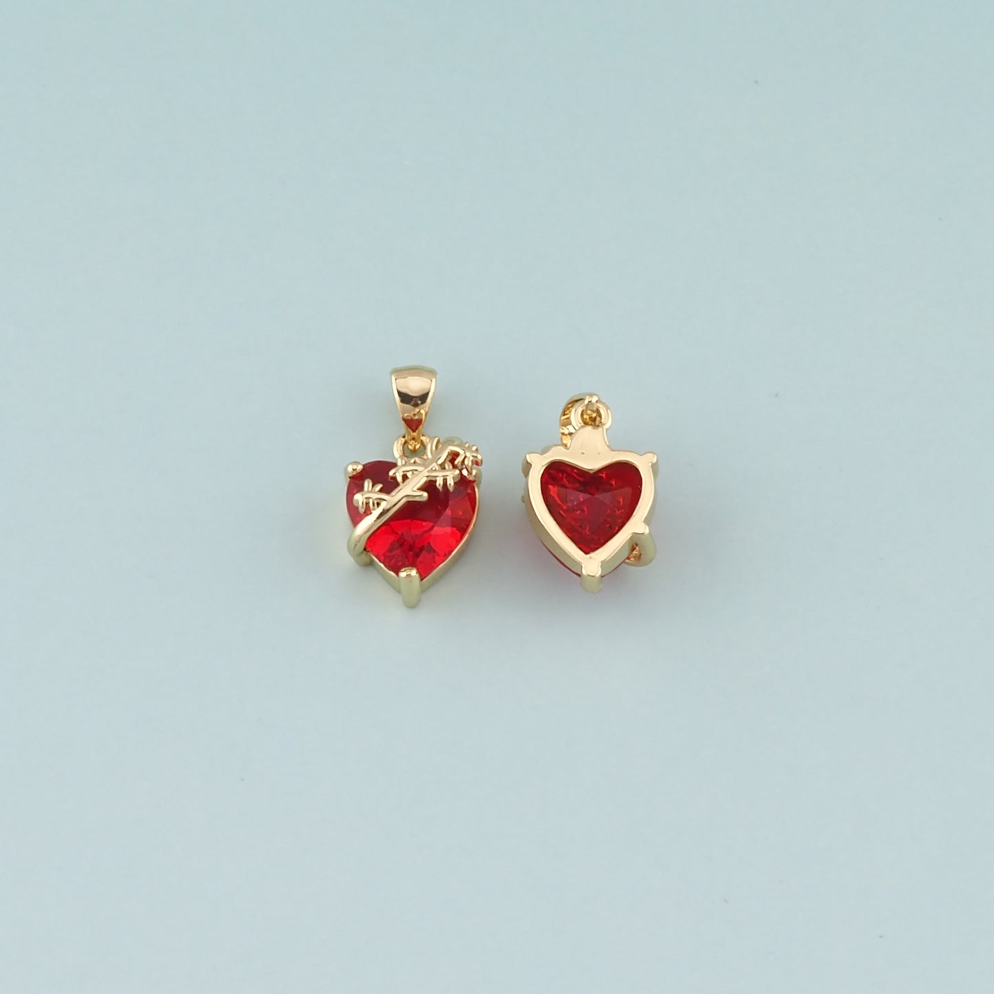 Gold Heart Charms,18K Gold Filled Sacred Heart Pendant,Dainty Religion Charm Bracelet Necklace for DIY Jewelry Making Supply