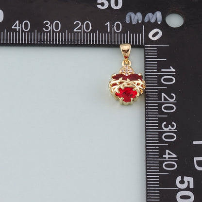 Gold Heart Charms,18K Gold Filled Sacred Heart Pendant,CZ Micro Pave Religion Charm Bracelet Necklace for DIY Jewelry Making Supply