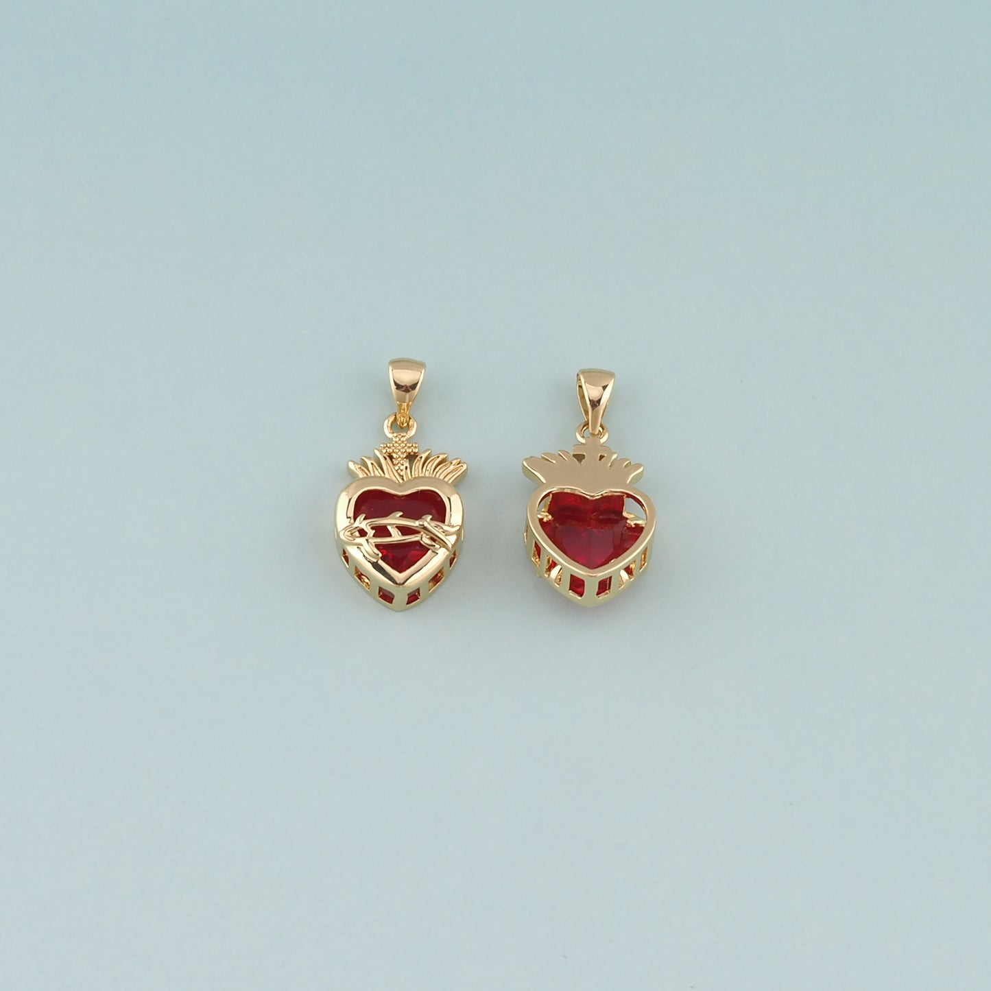 Gold Heart Charms,18K Gold Filled Sacred Heart Pendant,Dainty Religion Charm Bracelet Necklace for DIY Jewelry Making Supply