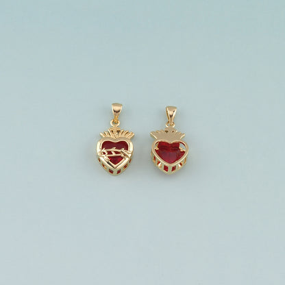 Gold Heart Charms,18K Gold Filled Sacred Heart Pendant,Dainty Religion Charm Bracelet Necklace for DIY Jewelry Making Supply