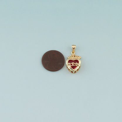 Gold Heart Charms,18K Gold Filled Sacred Heart Pendant,Dainty Religion Charm Bracelet Necklace for DIY Jewelry Making Supply