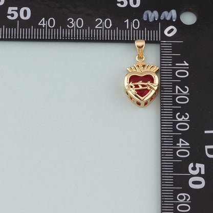 Gold Heart Charms,18K Gold Filled Sacred Heart Pendant,Dainty Religion Charm Bracelet Necklace for DIY Jewelry Making Supply