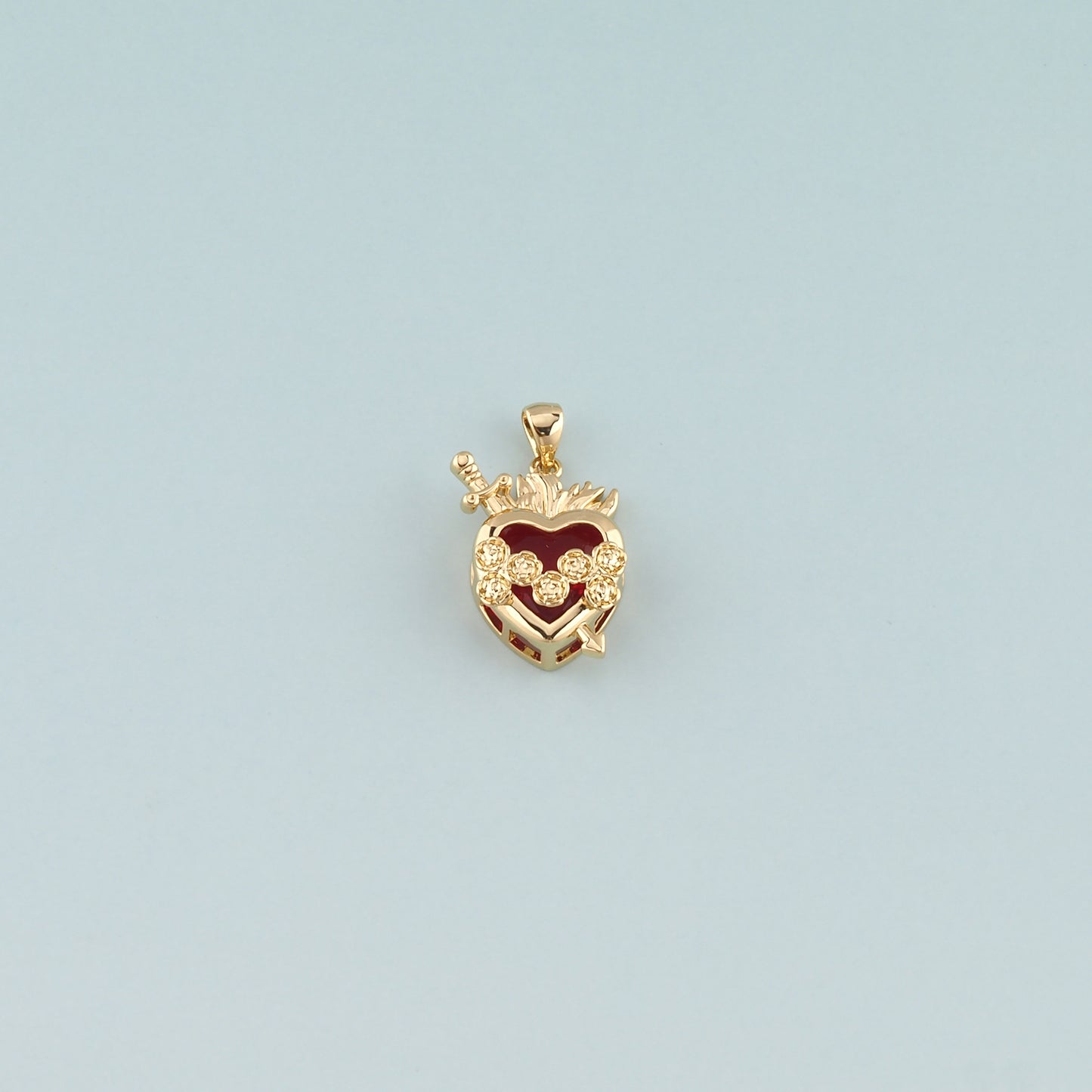 Gold Heart Charms,18K Gold Filled Sacred Heart Pendant,Dainty Religion Charm Bracelet Necklace for DIY Jewelry Making Supply