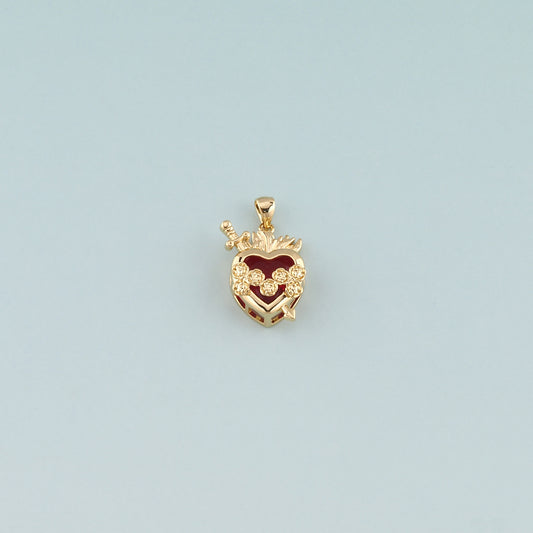 Gold Heart Charms,18K Gold Filled Sacred Heart Pendant,Dainty Religion Charm Bracelet Necklace for DIY Jewelry Making Supply