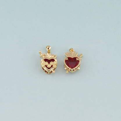 Gold Heart Charms,18K Gold Filled Sacred Heart Pendant,Dainty Religion Charm Bracelet Necklace for DIY Jewelry Making Supply