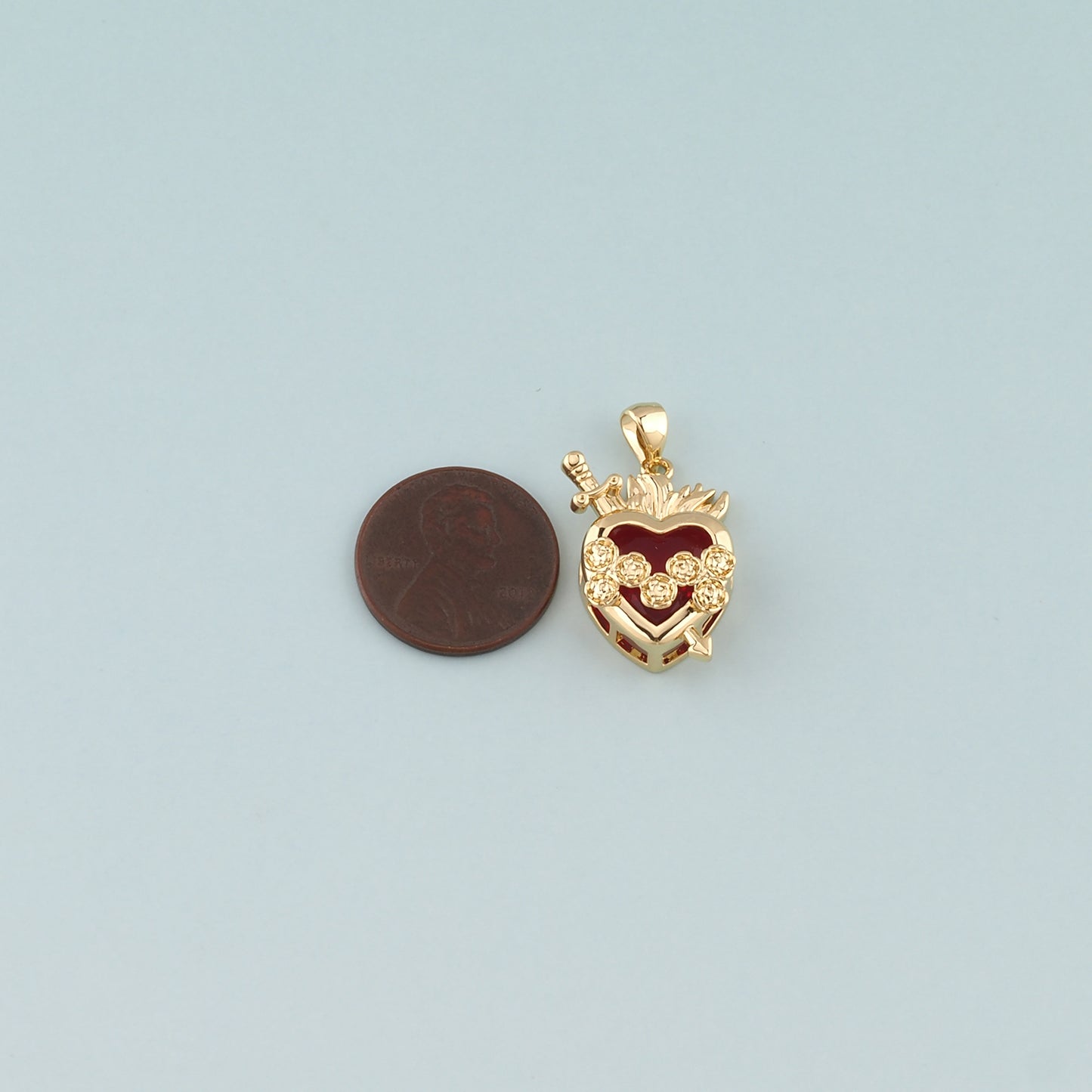 Gold Heart Charms,18K Gold Filled Sacred Heart Pendant,Dainty Religion Charm Bracelet Necklace for DIY Jewelry Making Supply