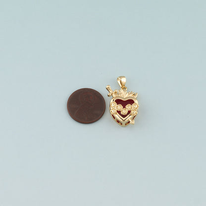 Gold Heart Charms,18K Gold Filled Sacred Heart Pendant,Dainty Religion Charm Bracelet Necklace for DIY Jewelry Making Supply