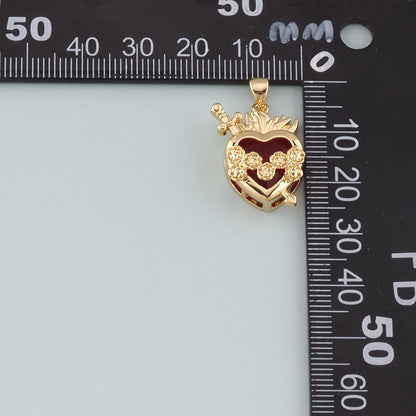 Gold Heart Charms,18K Gold Filled Sacred Heart Pendant,Dainty Religion Charm Bracelet Necklace for DIY Jewelry Making Supply