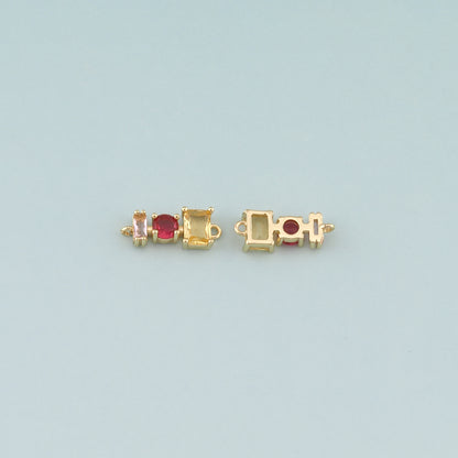 18K Gold Filled Geometry Connector,CZ Micro Pave Geometry Charm Bracelet Necklace for DIY Jewelry Making Supply