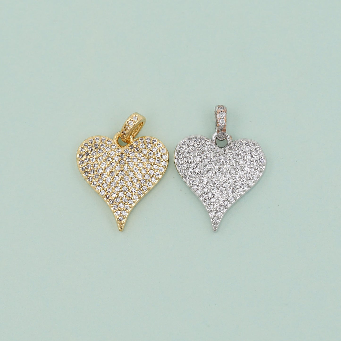 Gold Heart Charms,18K Gold Filled Heart Pendant,Heart Charm Bracelet Necklace for DIY Jewelry Making Supply