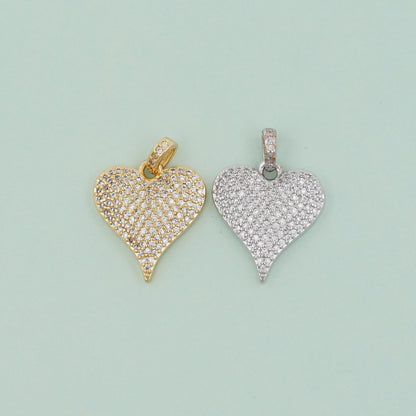 Gold Heart Charms,18K Gold Filled Heart Pendant,Heart Charm Bracelet Necklace for DIY Jewelry Making Supply