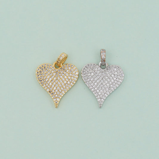 Gold Heart Charms,18K Gold Filled Heart Pendant,Heart Charm Bracelet Necklace for DIY Jewelry Making Supply
