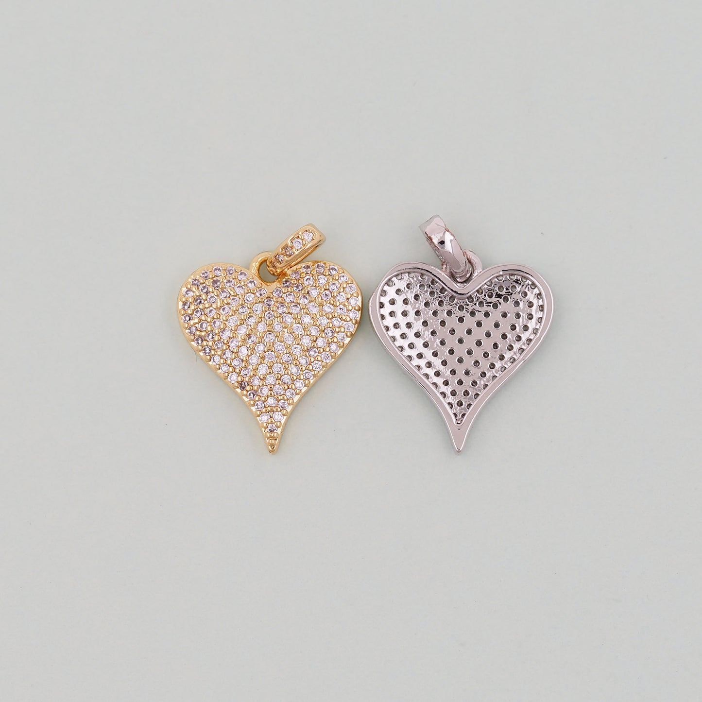 Gold Heart Charms,18K Gold Filled Heart Pendant,Heart Charm Bracelet Necklace for DIY Jewelry Making Supply
