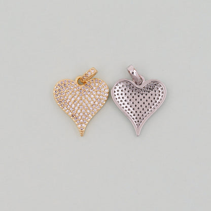 Gold Heart Charms,18K Gold Filled Heart Pendant,Heart Charm Bracelet Necklace for DIY Jewelry Making Supply