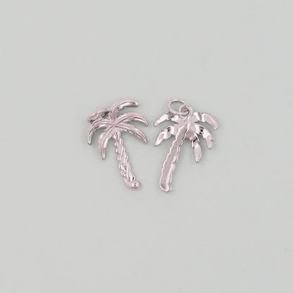 Gold Palm Tree Charms,18K Gold Filled Palm tree Pendant,Silver coconut tree Charm Bracelet Necklace for DIY Jewelry Making Supply