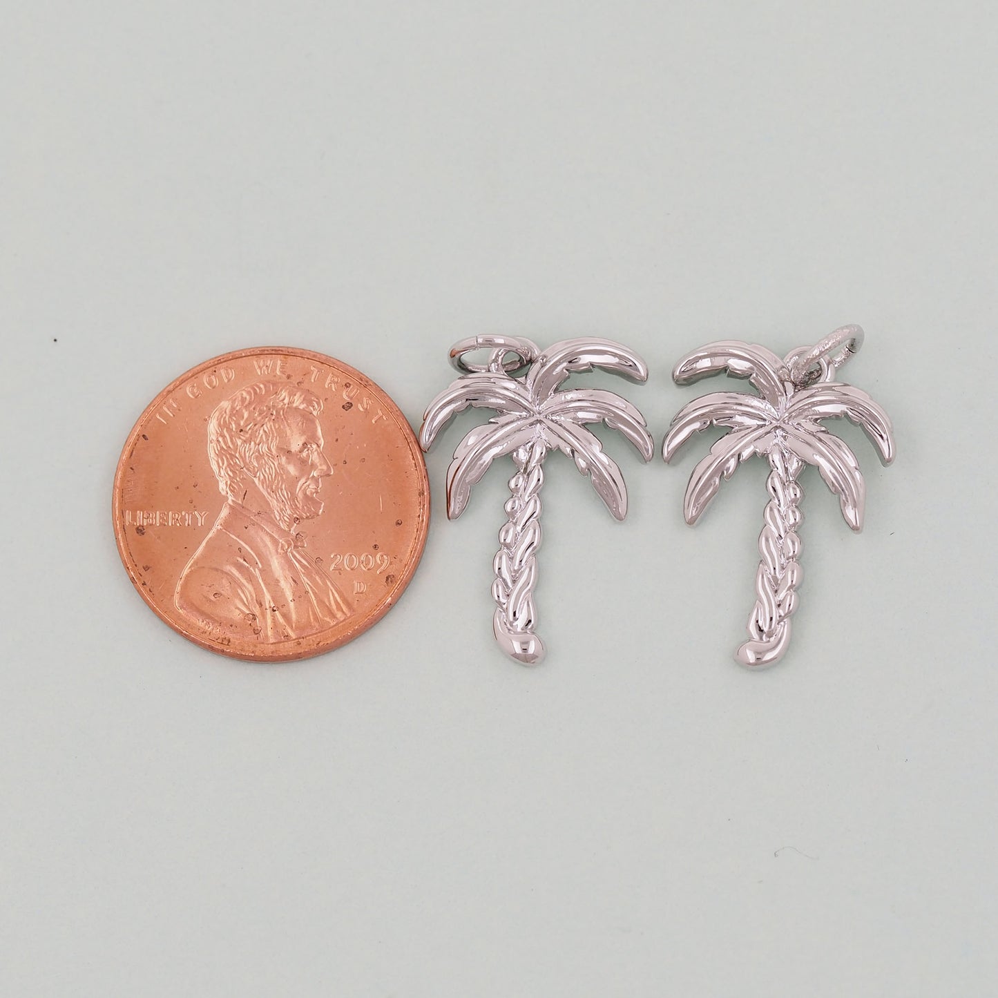 Gold Palm Tree Charms,18K Gold Filled Palm tree Pendant,Silver coconut tree Charm Bracelet Necklace for DIY Jewelry Making Supply