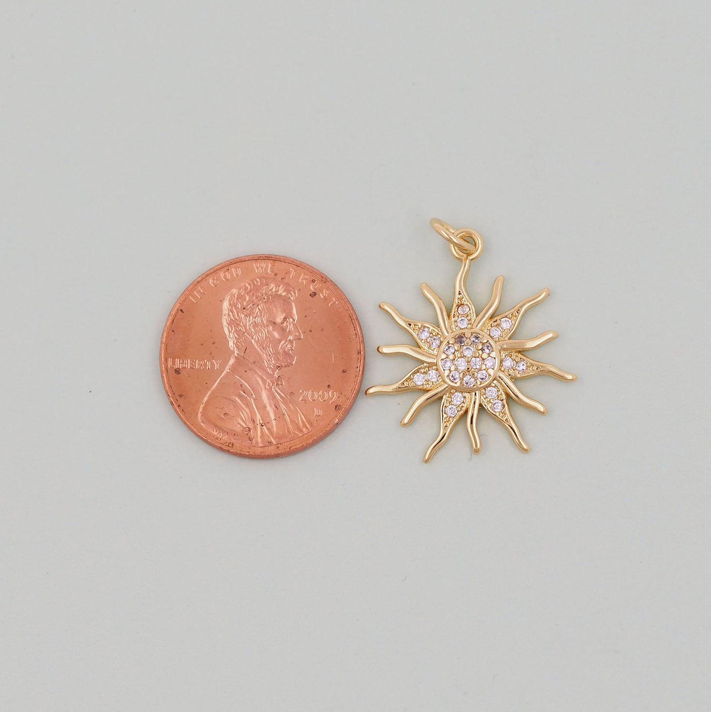 Gold CZ Sun Charms,18K Gold Filled Sun Pendant,Celestial Charm Bracelet Necklace for DIY Jewelry Making Supply