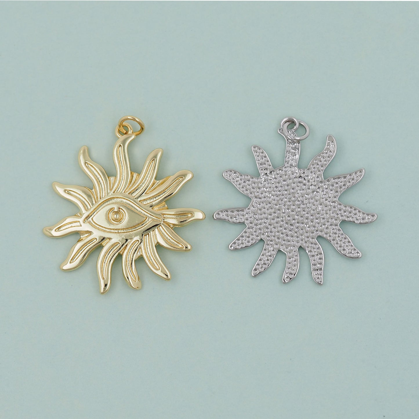 Gold Sun Charms,18K Gold Filled Sun Pendant,Celestial Charm Bracelet Necklace for DIY Jewelry Making Supply