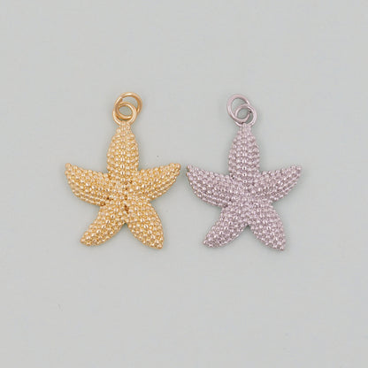 Gold Starfish Charms,18K Gold Filled Sea star Pendant,Starfish Charm Bracelet Necklace for DIY Jewelry Making Supply