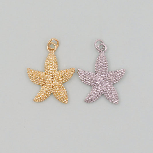 Gold Starfish Charms,18K Gold Filled Sea star Pendant,Starfish Charm Bracelet Necklace for DIY Jewelry Making Supply
