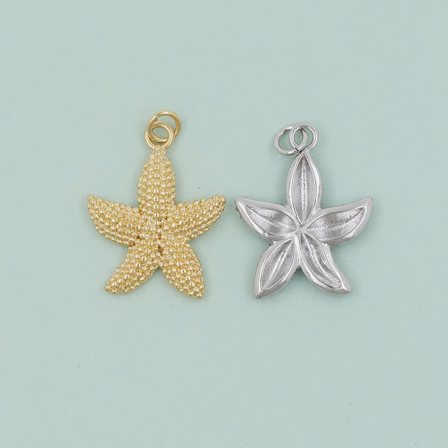 Gold Starfish Charms,18K Gold Filled Sea star Pendant,Starfish Charm Bracelet Necklace for DIY Jewelry Making Supply