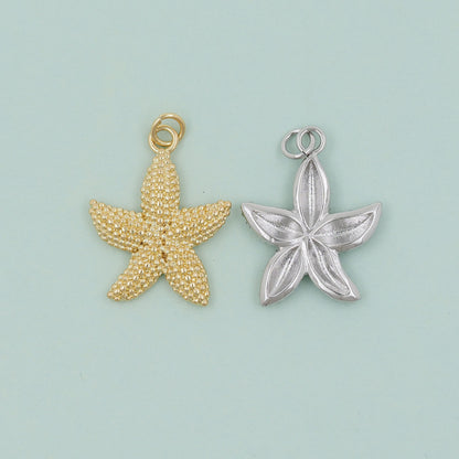 Gold Starfish Charms,18K Gold Filled Sea star Pendant,Starfish Charm Bracelet Necklace for DIY Jewelry Making Supply