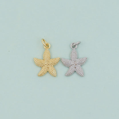 Gold Starfish Charms,18K Gold Filled Sea star Pendant,Starfish Charm Bracelet Necklace for DIY Jewelry Making Supply