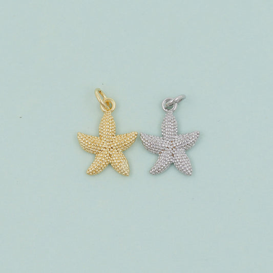 Gold Starfish Charms,18K Gold Filled Sea star Pendant,Starfish Charm Bracelet Necklace for DIY Jewelry Making Supply