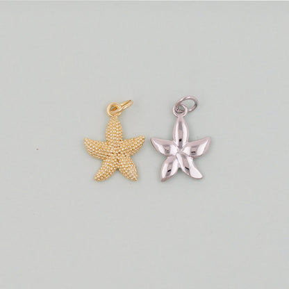 Gold Starfish Charms,18K Gold Filled Sea star Pendant,Starfish Charm Bracelet Necklace for DIY Jewelry Making Supply