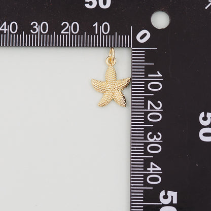Gold Starfish Charms,18K Gold Filled Sea star Pendant,Starfish Charm Bracelet Necklace for DIY Jewelry Making Supply