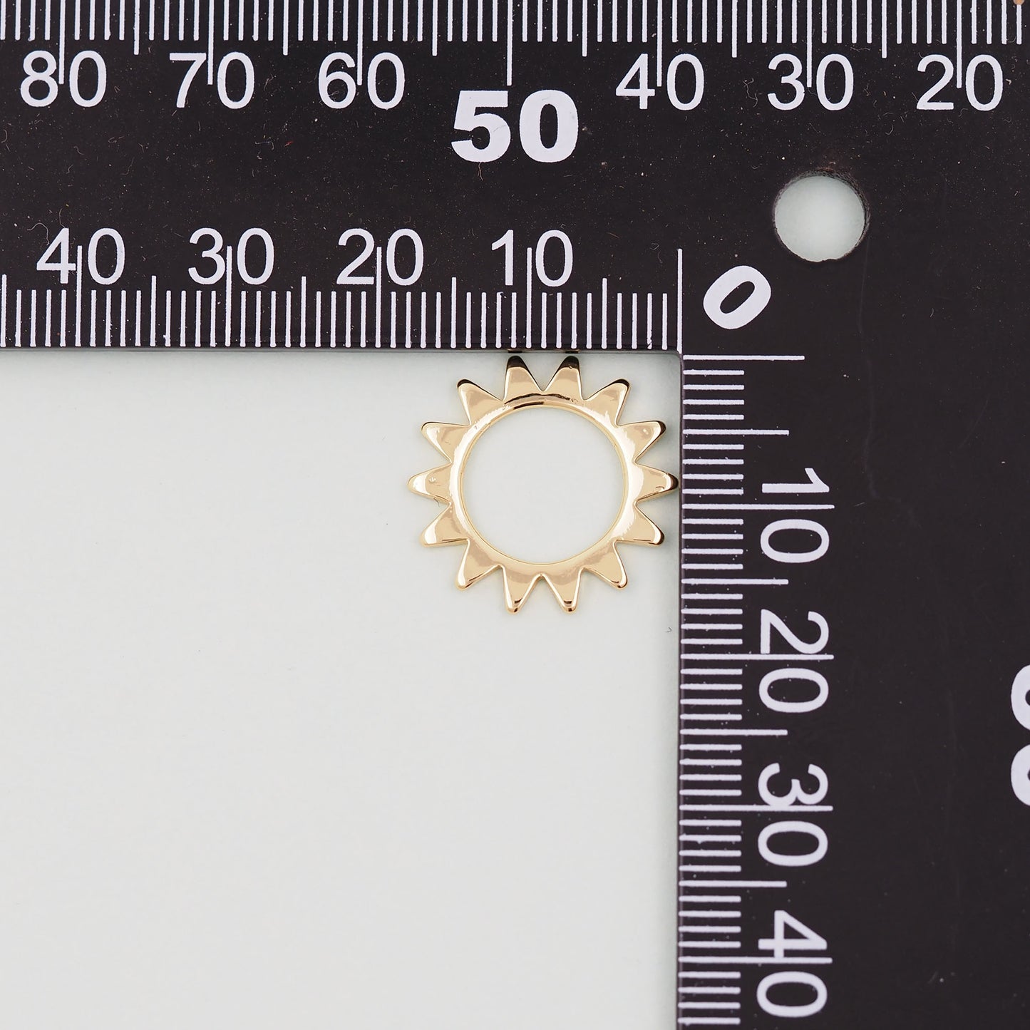 Gold Sun Charms,18K Gold Filled Sun Pendant,Celestial Charm Bracelet Necklace for DIY Jewelry Making Supply